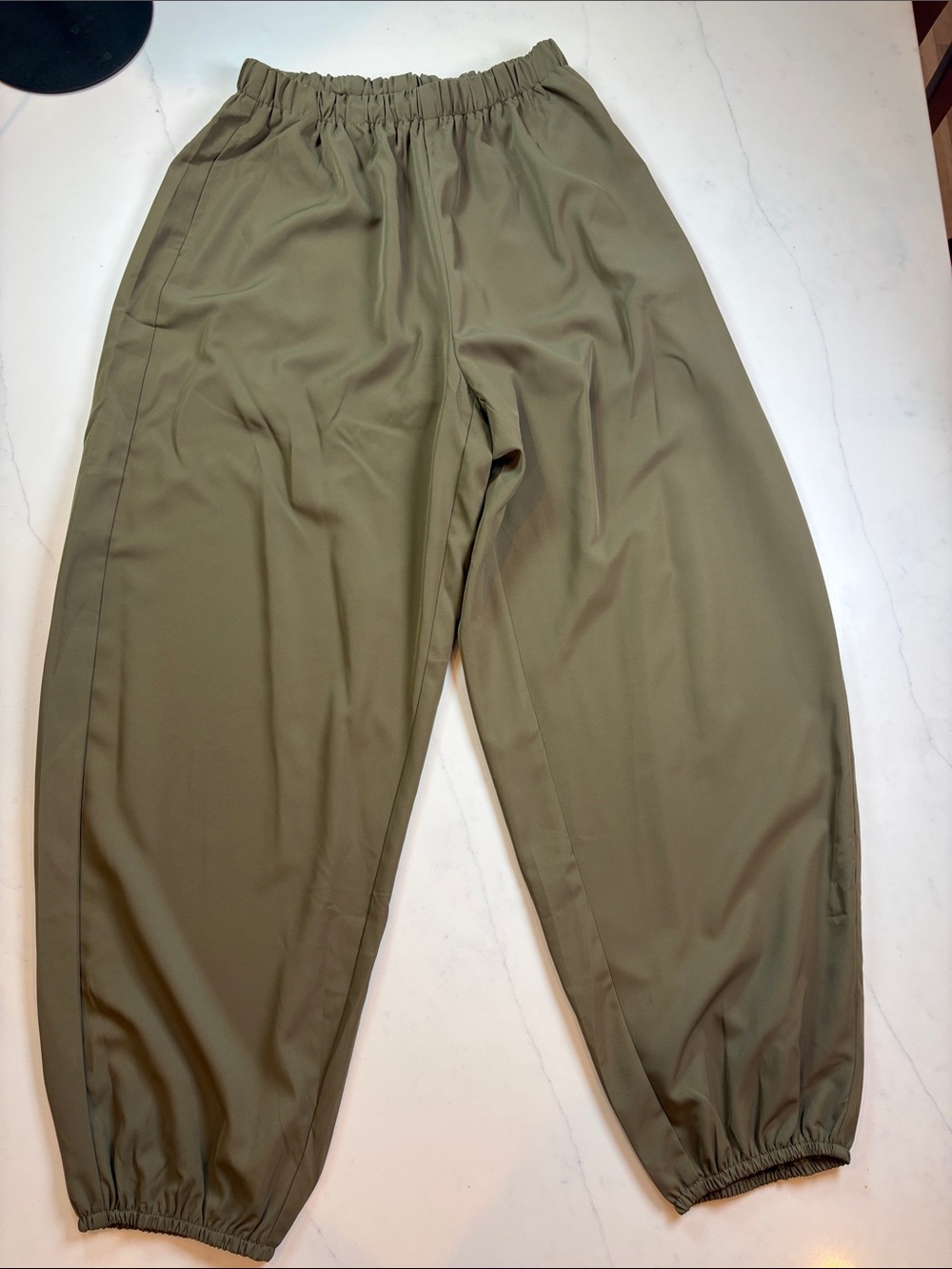 Women’s Elastic-Waist Olive Green Jogger Pants